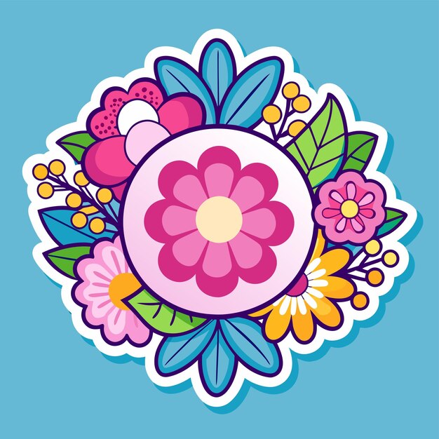 Vector marco floral decorativo para el aniversario de bodas para tarjetas de felicitación con icono de pegatina dibujado a mano