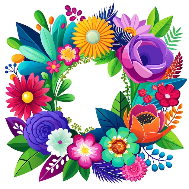 Vector marco floral decorativo para el aniversario de bodas para tarjetas de felicitación con icono de pegatina dibujado a mano