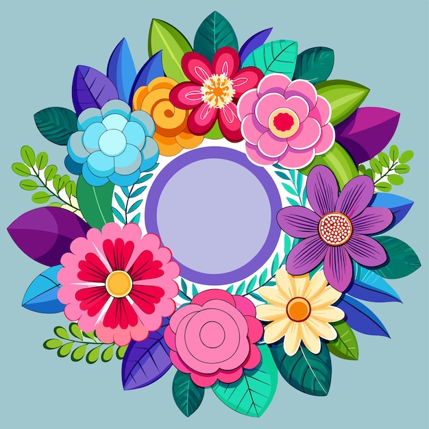 Vector marco floral decorativo para el aniversario de bodas para tarjetas de felicitación con icono de pegatina dibujado a mano