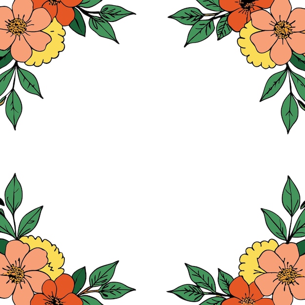 Marco floral decorativo de colores