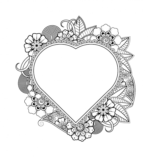 Marco floral decorativo corazón ornamental
