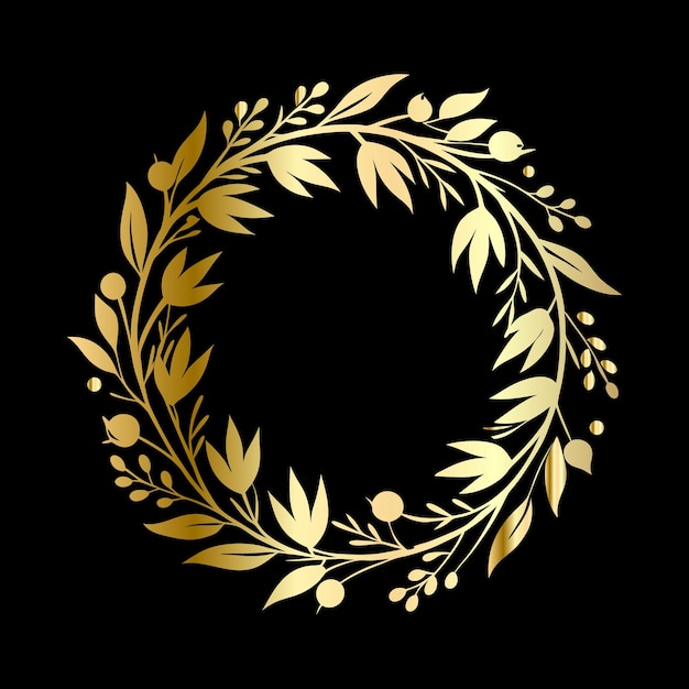 Marco floral dorado con lugar para texto Ilustración vectorial para su diseño