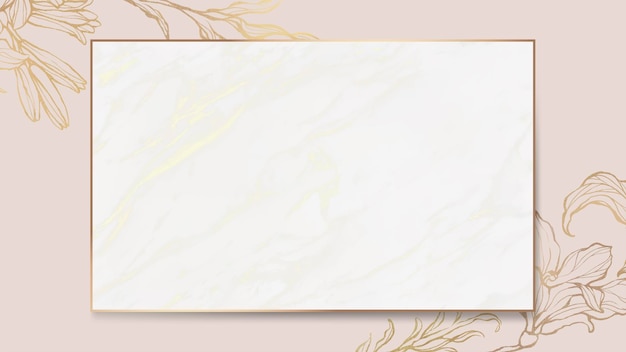 Marco floral dorado en el vector de fondo de mármol