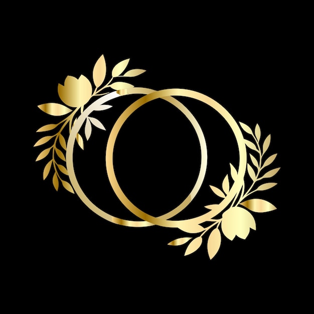 Marco floral dorado vintage con espacio para texto Ilustración vectorial