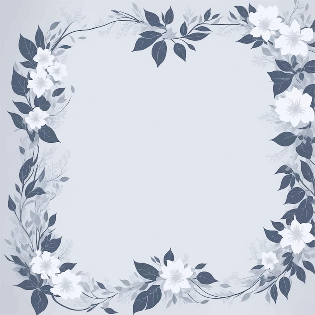 Vector un marco floral con flores blancas sobre un fondo gris.