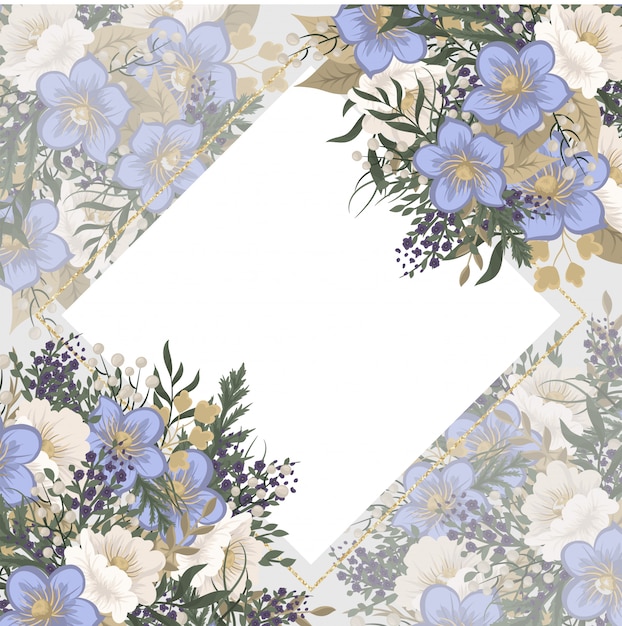 Marco floral - flores de color azul claro
