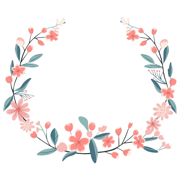 Marco floral para folleto de invitación de tarjeta de cartel corona botánica fondo vectorial de primavera con flores