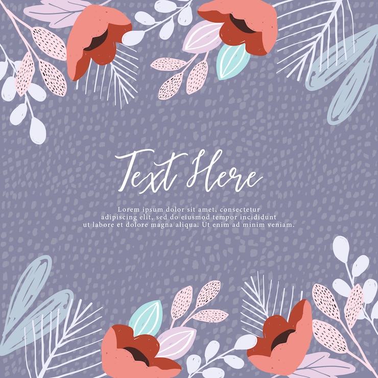 Vector marco floral lindo y fondo texturizado