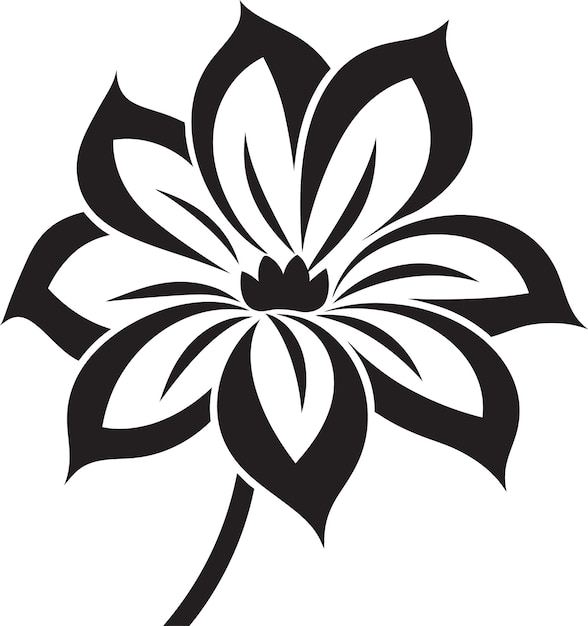 Vector marco floral minimalista emblema monocromo boceto de pétalo en negrita símbolo vectorial