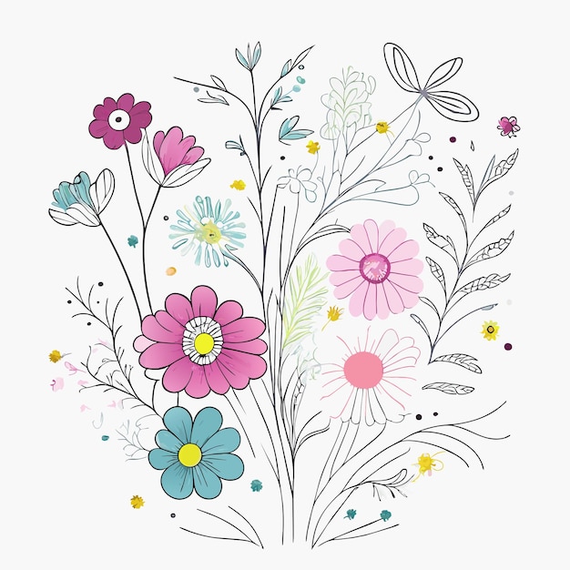 Vector marco floral minimalista de fondo blanco