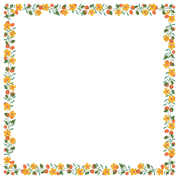 Marco floral de primavera dibujado a mano por vector