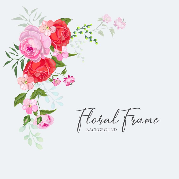 Marco floral tarjeta de invitación de boda diseño vector rojo rosa rosa