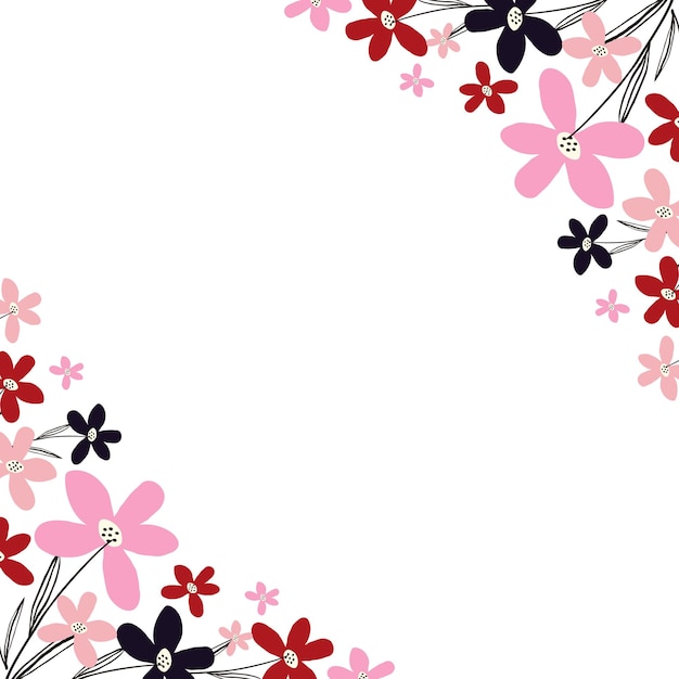 Marco floral vibrante creativo marco brillante con flores silvestres en colores jugosos