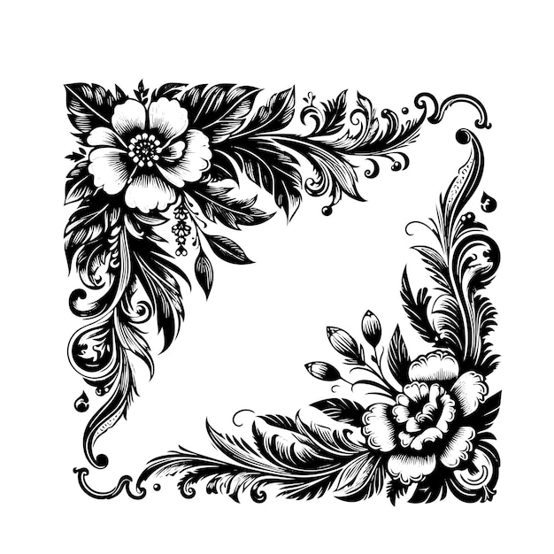 Vector marco floral vintage diseño de bordes arte vectorial