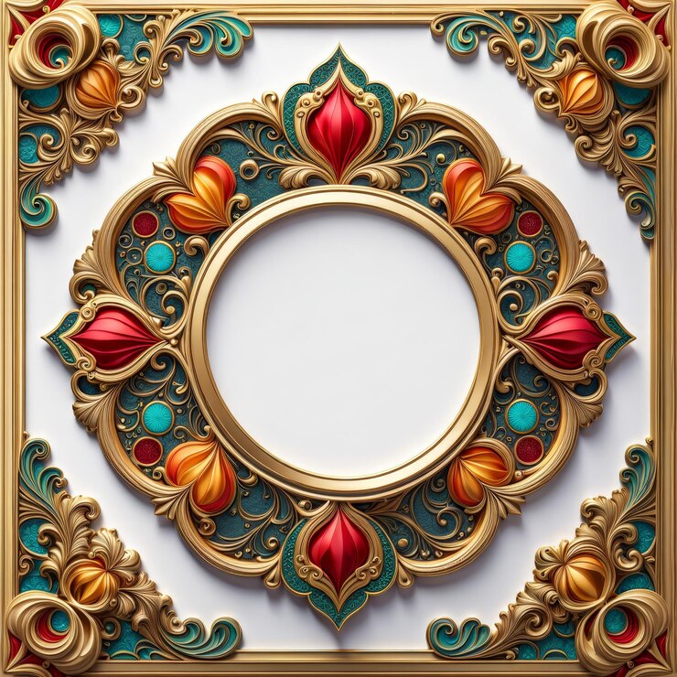Vector marco floral vintage renderizado en 3d
