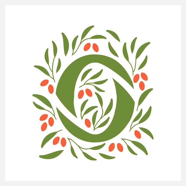 Marco de flores letra O diseño de logotipo floral