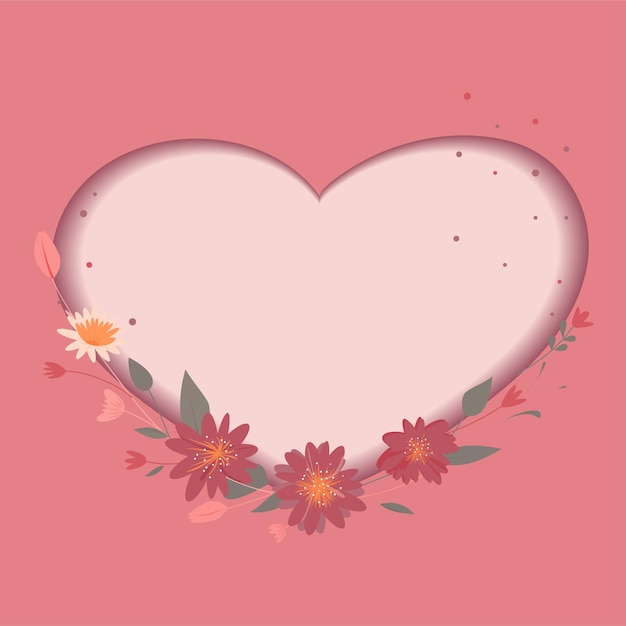 Marco de flores Marco en forma de corazón Plantilla para una postal