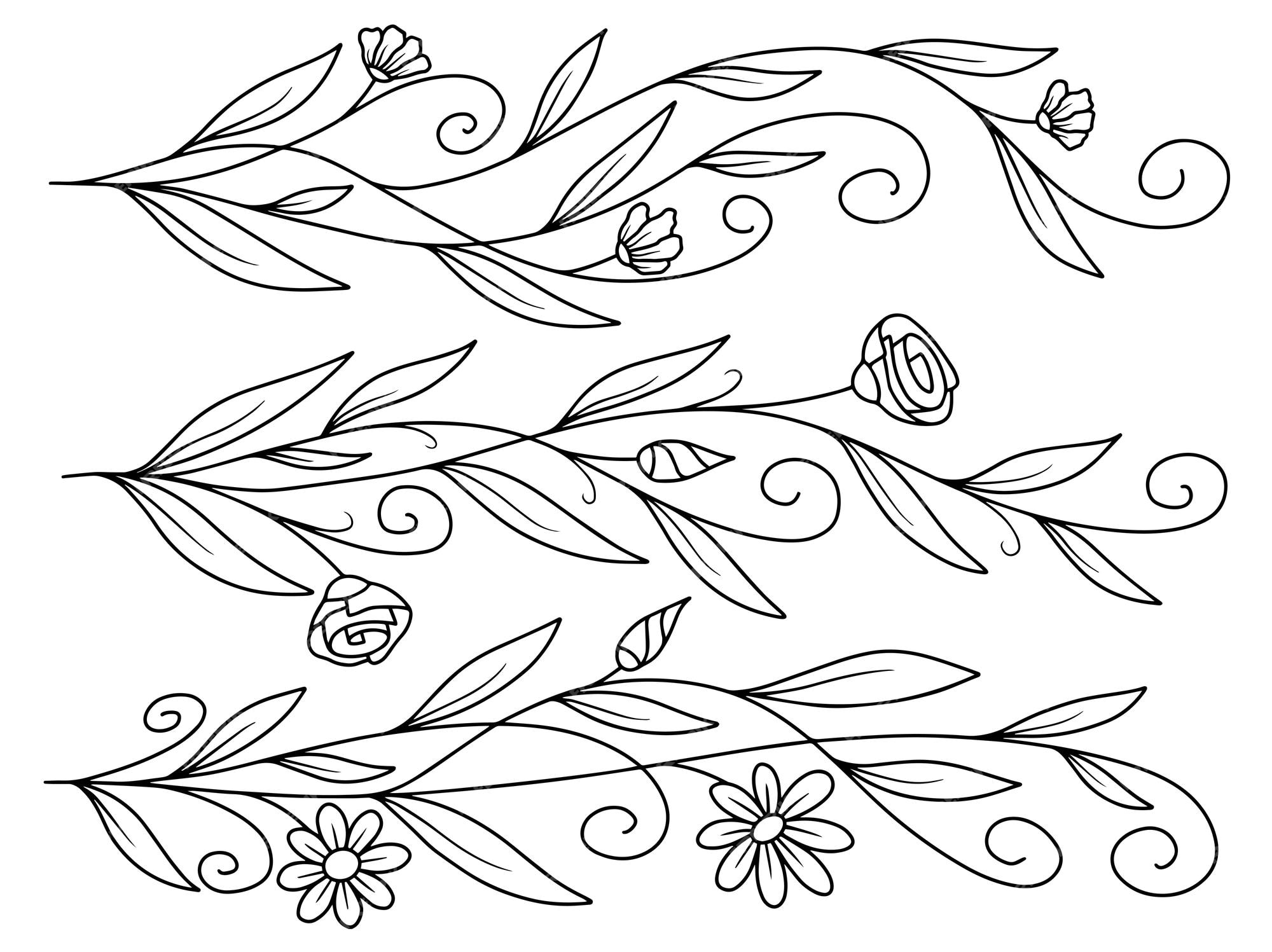 Marco de flores ornamentales dibujadas a mano | Vector Premium Marco de flores ornamentales dibujadas a mano | Vector Premium