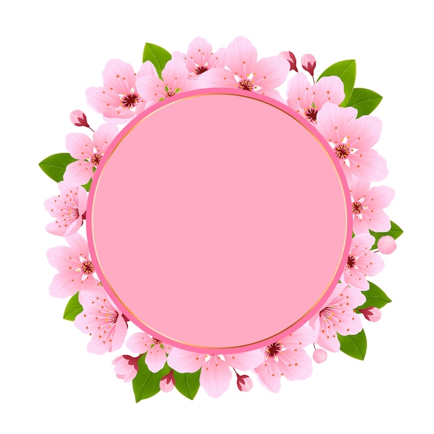 Marco de flores de sakura en estilo realista