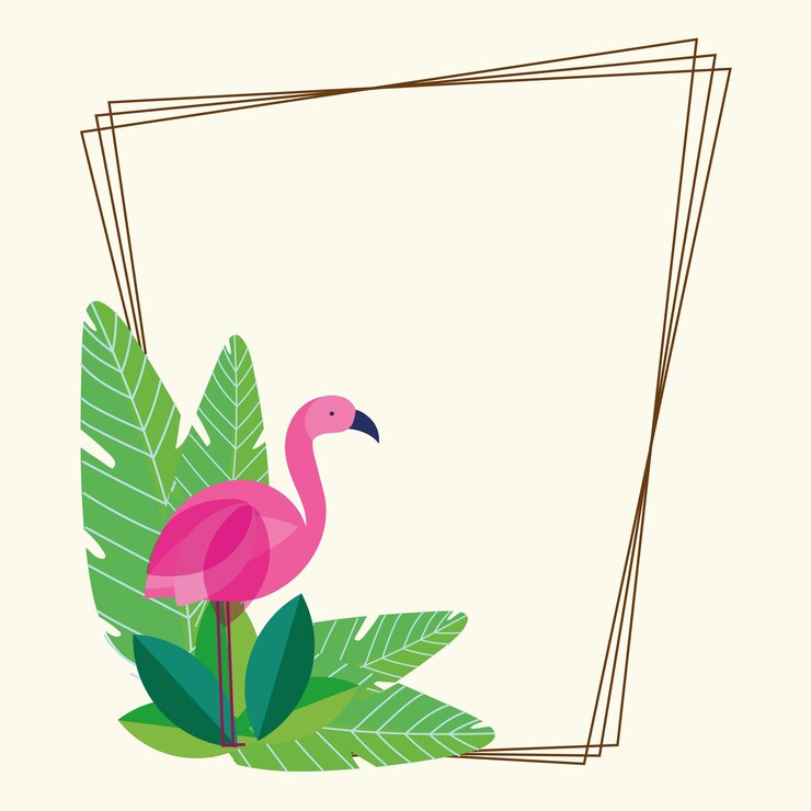 Vector marco de follaje flamingo