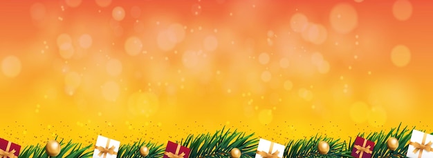 Marco de fondo de feliz Navidad con estrellas doradas y elementos de Navidad realistas Vector