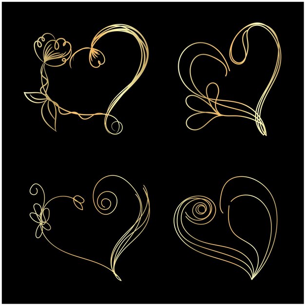 Marco en forma de corazón botánico dorado vectorial