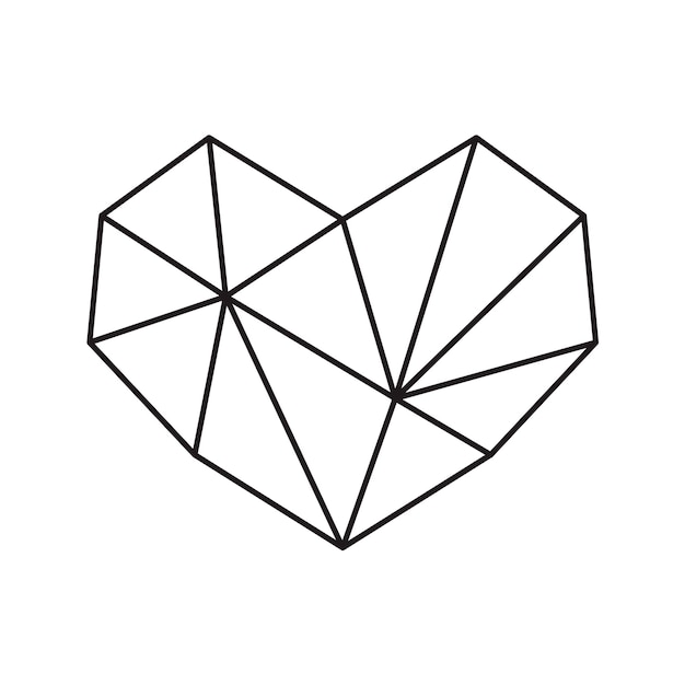 Marco de forma de corazón de símbolo de vector geométrico con lugar para texto Icono de amor para tarjeta de felicitación o boda