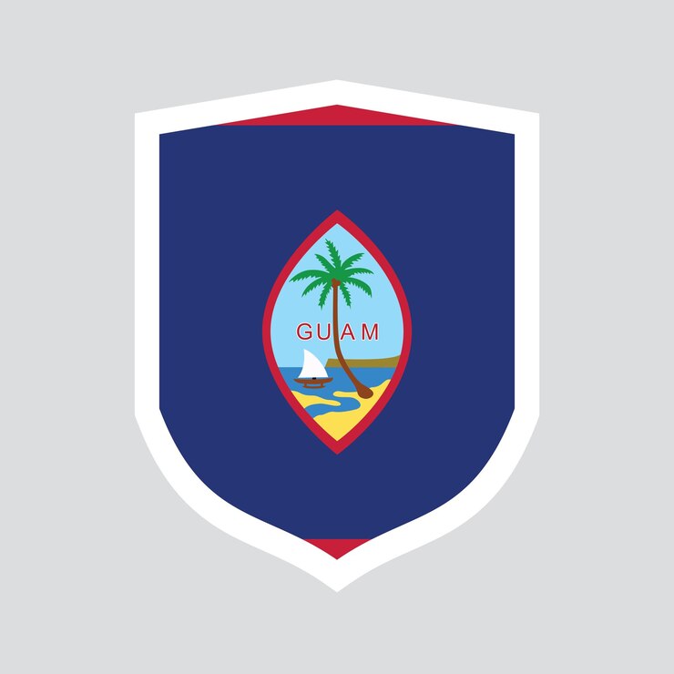 Vector marco en forma de escudo de la bandera de guam