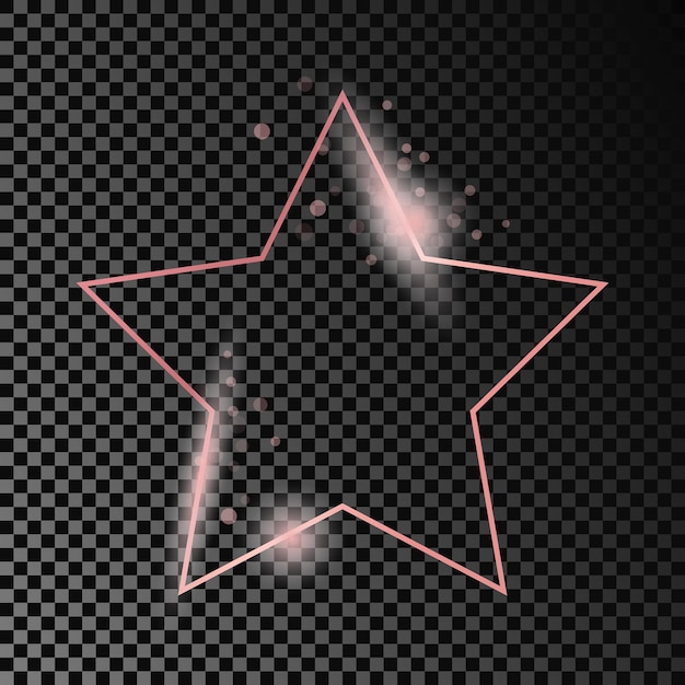 Marco en forma de estrella brillante de oro rosa