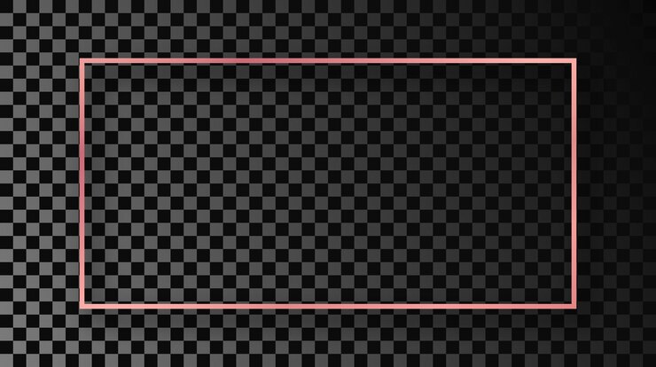Vector marco de forma rectangular brillante de oro rosa con sombra