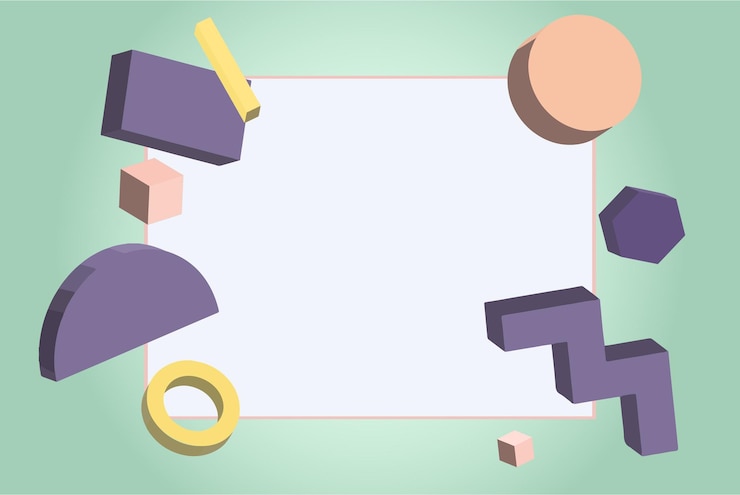 Vector marco con formas geométricas 3d