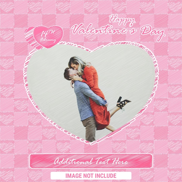 Marco de fotos colorido del día de San Valentín y fondos con corazones rosas y amor