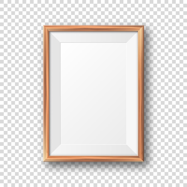 Marco de fotos de madera en blanco realista modelo de póster moderno marco de fotos vacío con textura de arte de madera