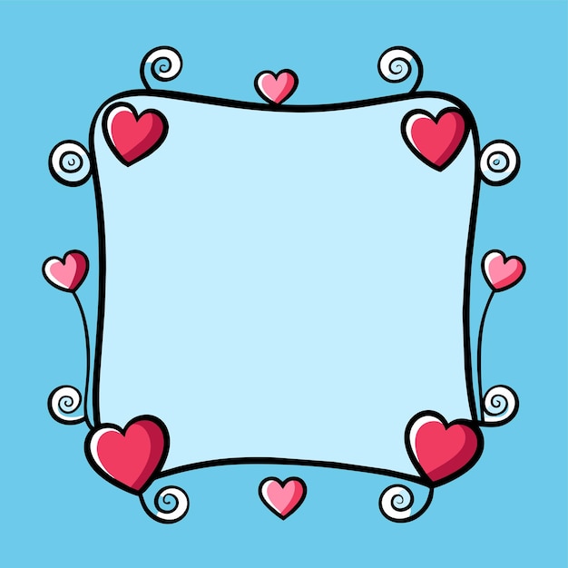 Vector marco de la frontera del corazón del día de san valentín floral dibujado a mano plano elegante pegatina de dibujos animados concepto de icono