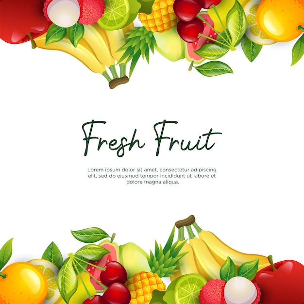 Marco de frutas frescas Diseño de fondo