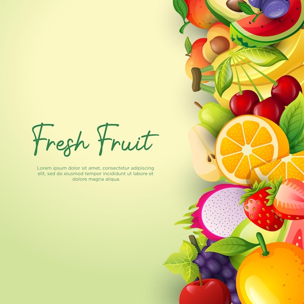 Marco de frutas frescas Diseño de fondo