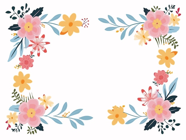 marco garabateado vectorial con colores vibrantes y elementos divertidos de plantas y frutas