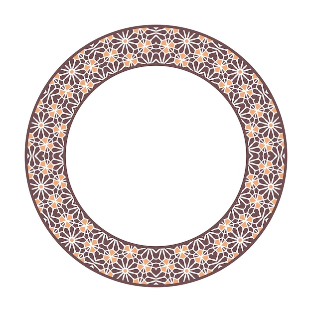 Marco geométrico asiático tribal vectorial Ornamento decorativo circular árabe aislado en blanco