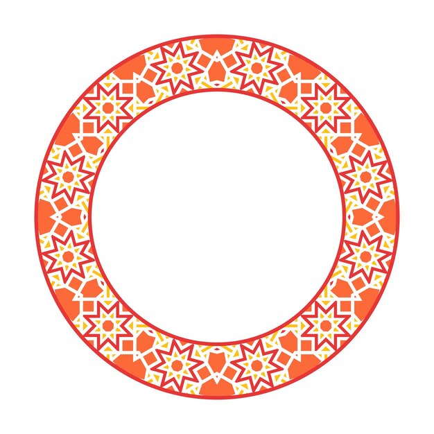 Marco geométrico asiático tribal vectorial Ornamento decorativo circular árabe aislado en blanco