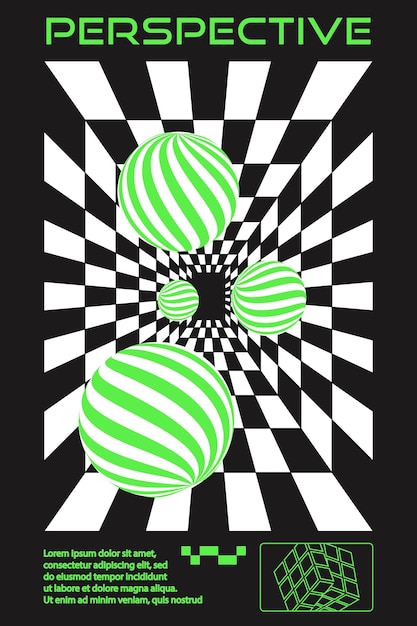 Vector marco geométrico con elementos geométricos en colores blanco y negro y verde brillanteresumen