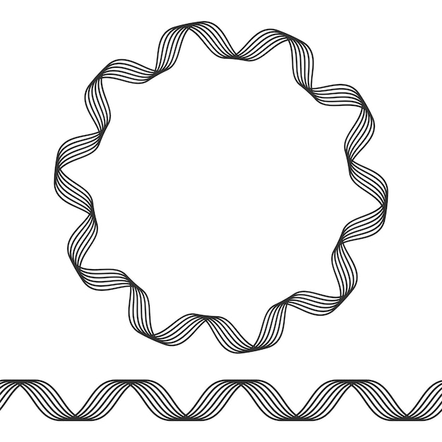 Marco geométrico y pincel sin fin de elementos espirales Ilustración vectorial