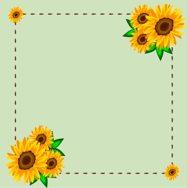 Vector marco de girasoles para plantilla de otoño