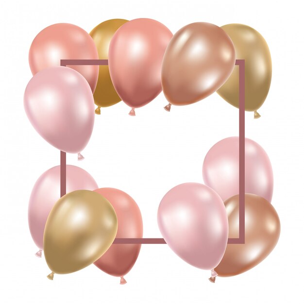 Marco con globos de helio en blanco