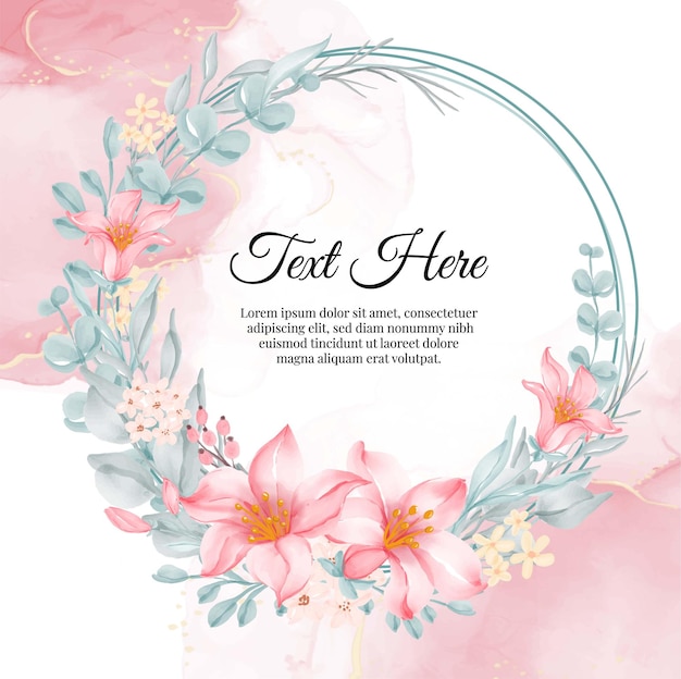 Marco de guirnalda de flores de flor de lirio rosa