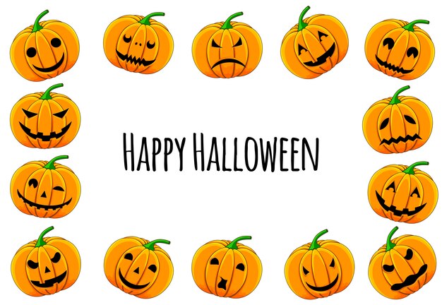Marco de Halloween para tu texto con atributos tradicionales. Estilo de dibujos animados. ilustración.
