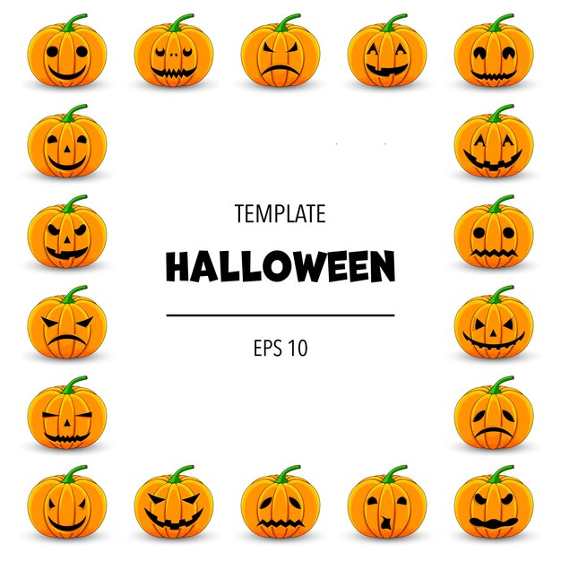 Marco de Halloween para tu texto con atributos tradicionales. Estilo de dibujos animados.