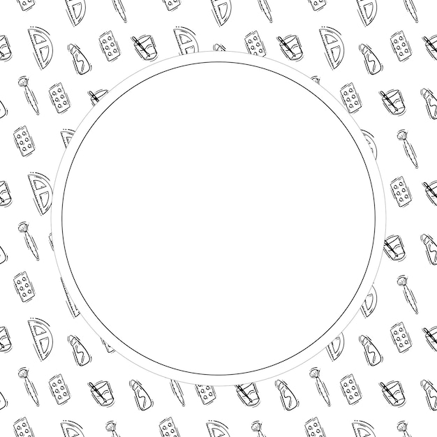 Marco de herramientas de artista dibujadas a mano en estilo doodle