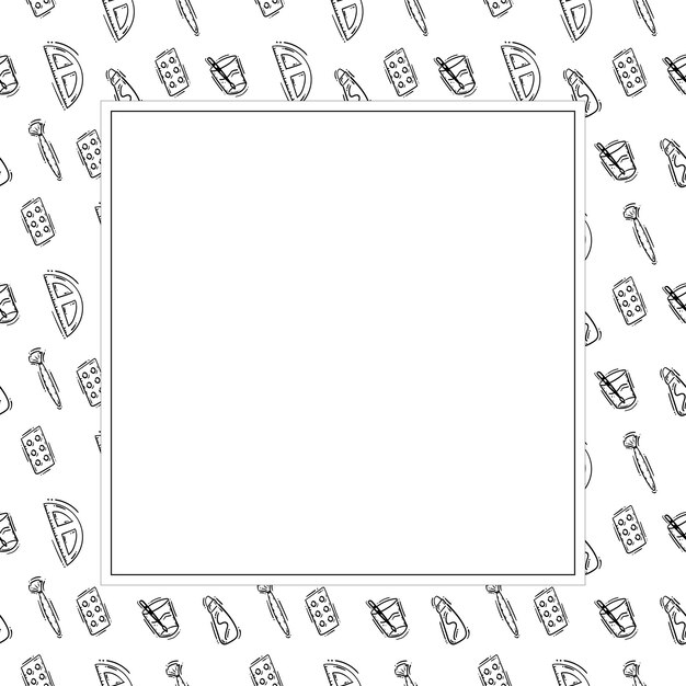 Marco de herramientas de artista dibujadas a mano en estilo doodle