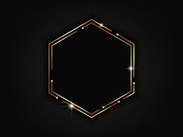 Vector marco hexagonal de lujo dorado. fondo geométrico