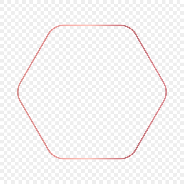 Marco hexagonal redondeado brillante de oro rosa
